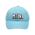 Light blue washed cotton baseball cap with white MINI towel embroidery for children - MINI Style / Lake Blue
