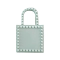 Mint green PVC jelly tote bag with stylish gold pyramid studs for women in summer - Light Green