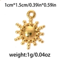 Ciondolo sole dorato in acciaio inossidabile 304 con bordo perlato e finitura lucida - 1cm*1.5cm / Oro