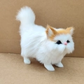 Realistic white and ginger plush cat figure in standing pose for shelf display - Cat with Orange Head Patch