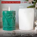 Christmas tree pillar candle silicone mold for DIY Merry Christmas engraved candles - Christmas Pine Tree Cylinder ZL-846 / White