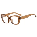 Amber cat-eye glasses frame with blue light blocking lenses in a retro transparent style - Tea Frame