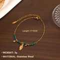 Böhmisches Gold-Edelstahlarmband mit grünen Malachitperlen und Hamsa-Hand-Anhänger - Hand der Fatima Anhänger Feine Kette Stil (款式1)