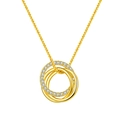 S925 sterling silver triple ring necklace with white zircon in gold finish - 42cm / Gold