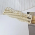 Minimalist wide-tooth acetate hair comb featuring cream white marble pattern and wavy design - Off-White