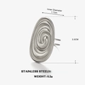 Silberner Edelstahlring in Ovalform mit strukturierter Spirale und offener Schiene - Silberner Ovalstil / Silber