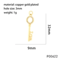 Gold plated copper key pendant with Love engraving and cubic zirconia moon inlay - Love Key