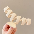 Elegant cream white hollow geometric shark hair claw clip held by hand for thick hair - 10# Beige Lattice Hollow Style