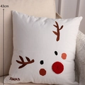 Plush Christmas reindeer pillow cover with 3D red nose and XMAS embroidery for sofa - White Reindeer