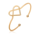 Minimalist gold cuff bracelet with geometric heart design and polished ball ends - Geometric Heart / Gold
