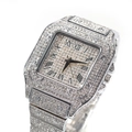 Orologio al quarzo quadrato argento di lusso con diamanti e quadrante con numeri romani - Argento (Quadrante con Strass)