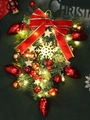 Christmas pine needle wreath with large red velvet bow and warm LED lights - With LED Lights / 50cm / Red Waterdrop Style