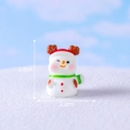 Miniature Christmas snowman figurine with red reindeer hat and green scarf, 2.8cm height - No. 18 Snowman with Antlers