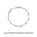 Pulsera minimalista de eslabones de bambú romboidales en plata, largo de 17 cm - Pulsera de Rombo / 17cm