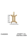 Golden stainless steel Gemini zodiac charm with sparkling cubic zirconia inlay - Gold Gemini (Inlaid)