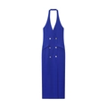 Koningsblauwe halter midi-jurk met dubbele knopen en een getailleerde pasvorm - S / Blauw