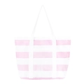 Große pink-weiß gestreifte Strandtasche aus Mesh für Reisen und Spielzeugaufbewahrung - Rosa Gestreift