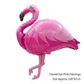 Pink flamingo foil balloon 100x87cm for Hawaiian themed parties with detailed feather design - Closed Eyes Pink Flamingo
