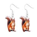 Pendientes de ardilla en acrílico marrón y blanco con ganchos de metal plateado - Ardilla