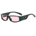 Gafas de sol Y2K rectangulares vintage con montura verde oscuro y cristales rosa - Negro con Puntos / Montura Verde Lentes Rosas