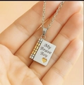 Titanium steel heart book pendant necklace in silver and gold with My Brave Boy engraving - 67 Two-tone Grandson Style Necklace