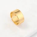 Polished wide gold-plated stainless steel adjustable open ring with minimalist style - Polished Open Ring / Gold
