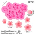 Pink cherry blossom silicone mold for fondant and resin with flower size details - 2# Cherry Blossom Flower / Pink