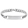 Silbernes Panzerarmband mit rechteckiger Namensplatte und Karabinerverschluss zum Gravieren - Ganz Silber