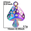 Dimensioni ciondolo fungo arcobaleno in acciaio inossidabile placcato 23x15mm - Pendaglio Colore Arcobaleno