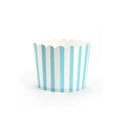 Blue and white striped muffin paper cup with scalloped edges for baking cupcakes - Medium Fine Stripe (Blue)