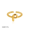 18K gold bead ring featuring a prominent bubble letter P with 2.7g weight - Letter P Style (T249_16)