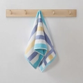 Thickened cotton hand towel featuring vibrant multi-color stripes on a wooden hook hanger - 34*76cm / Blue Orange
