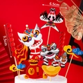 Lion dance and gold ingot cake toppers for Chinese New Year baby birthday party - Candied Haw Paper Card