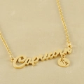Gold stainless steel Capricorn zodiac necklace with name pendant and symbol charm - Capricorn