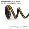 Halloween ribbon with candy corn patterns on black background, 1cm width, 10 yards length - Halloween Ribbon No.3 Candy Corn