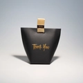 Detail of black matte gift box with golden ribbon and embossed Thank You text - Black