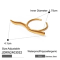 Bague ajustable en acier inoxydable plaqué or 18 carats, design vague et étanche - Style de Vague Dynamique Profilé (JDRW2403032)