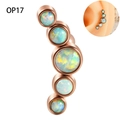 Rose gold curved cartilage stud with five gradient opal stones in a threaded design - Rose Gold - OP17 Opal Curved