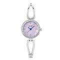 Reloj GEDI plateado de cuarzo con esfera de nácar rosa y bisel de pedrería para mujer - Rosa Plateado