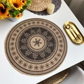 Set de table de Noël en jute avec motif flocon de neige et glands pour table à manger - Style 5 Noir