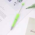 Green DIY beadable ballpoint pen with ergonomic grip and metallic silver accents - Macaron Green