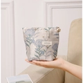 Floral portable cosmetic bag with light blue hydrangea pattern and gold flower zipper pull - Trapezoid Style / Light Blue Small