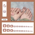 Faux ongles d'orteils œil de chat marron rose avec papillons 3D blancs et paillettes - Ongles de pied / Papillon Brillant (Type de Colle)