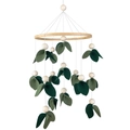 Baby mobile with wooden ring, beads and green felt leaves for nursery decor - Standard Edition / Spring Green