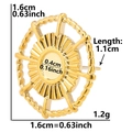 Macro shot of gold stainless steel sunburst earring with precise dimensions 1.6cm - Steering Wheel Design (D52-G-Gold)