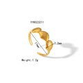 Detalle de las medidas de un anillo ajustable de concha dorada con dimensiones - Estilo Triple De Concha De Vieira (YYR023211)