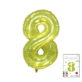 Green number 8 foil balloon with metallic finish, 40 inch size for party decorations - 40-inch Jelly Yellow 8 With Paper Card