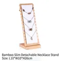 Bamboo necklace display stand with white velvet panel in a slim detachable design - Short Slim White PU Leather