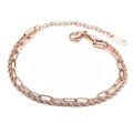 Bracelet double rang en acier titane or rose avec chaîne torsadée et maillons lisses fins - Or rose