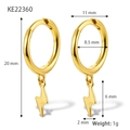 Golden lightning bolt dangle earrings in S925 silver with cubic zirconia inlays - Gold-Mini Plain